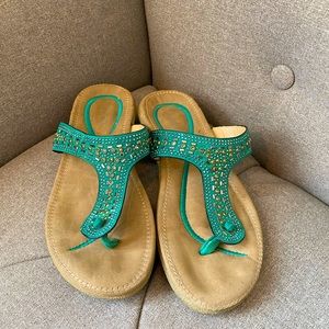Turquoise women’s sandals size 8